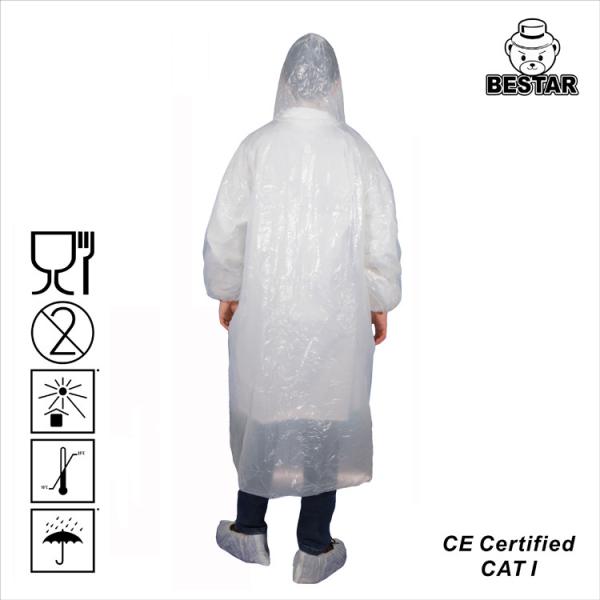 Quality LDPE White Polypropylene Disposable Lab Coat Poncho With Hood for sale