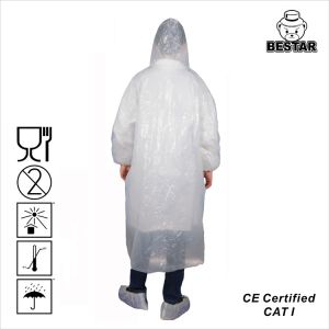Buy cheap LDPE White Polypropylene Disposable Lab Coat Poncho With Hood from wholesalers