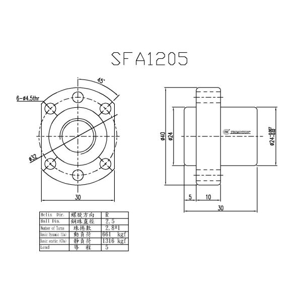 TBI Ball Screw SFA1205 Ball Screw Lifter 12mm Power Press Ball Screw
