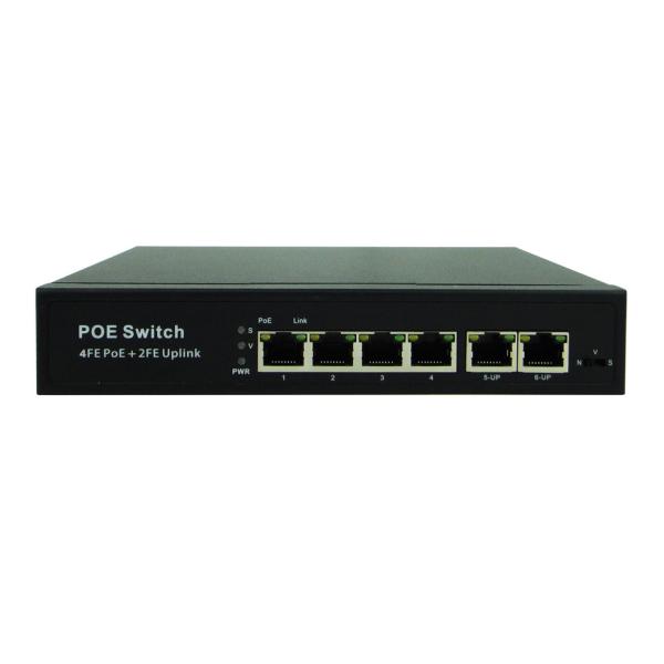 Quality Latest POE-S2004FB 4x100Mbps PoE + 2x100Mbps Uplink IEEE802.3af/at PoE Switch (80W Power Source) for sale