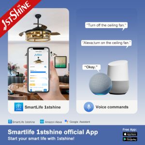 52 inches Big Airflow Retractable Ceiling Fan with Hidden Blades and Memory