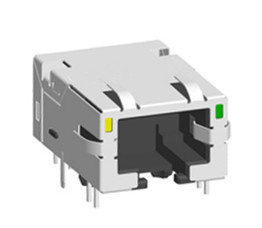 Buy cheap RJ45 Jack 10G with transformer with light and shield, TAB-DOWN L=23.8mm from wholesalers