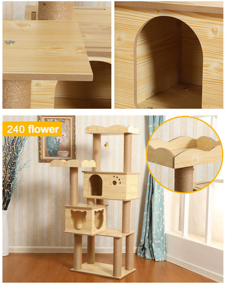 Soft Plush Detachable MDF Wooden Cat Tree