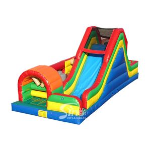 Amazing Multifunction Commercial Kids Inflatable Obstacle With Big Slide
