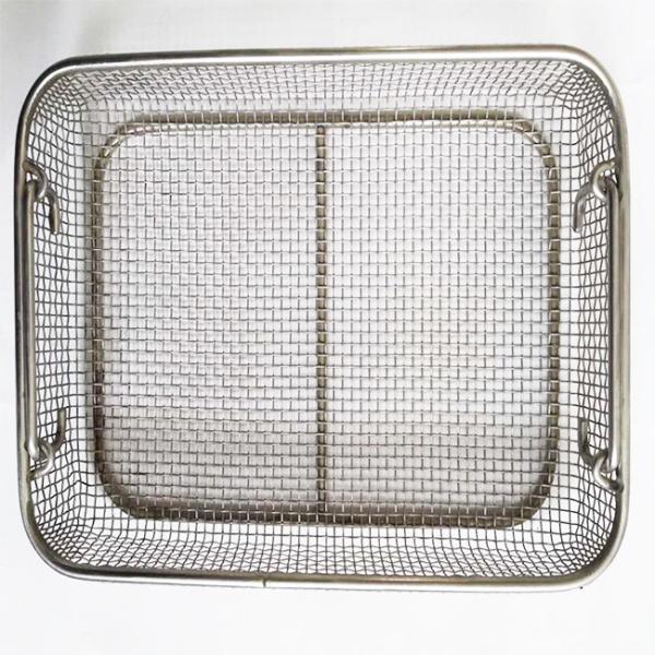 Quality Medical Rectangular Sterilized Stainless Steel Mesh Basket With Handles for sale