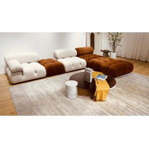 Teddy Hotel Lobby Furniture Fabric White Lamb Wool Sofa Modular Combination
