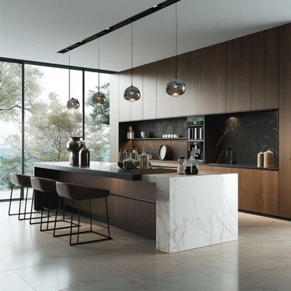 Luxury Modern Cabinet Design Smart Island Table With Storage Custom Kitchen