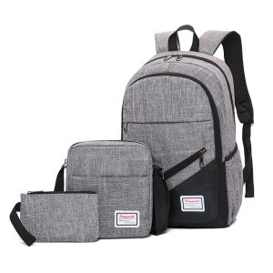 Buy cheap Gray BSCI Computer Backpack Sets Student 3pc Backpack Set Business from wholesalers