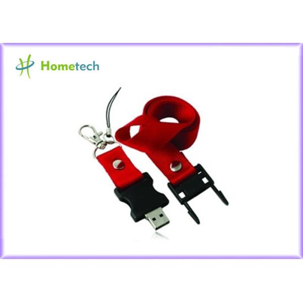 Quality Red Plastic Lanyard USB Flash Drives 128mb Custom Printed , USB 2.0 for sale