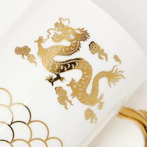 Buy cheap Custom Ceramic Mug Gold Handle Mug With Dragon Pattern from wholesalers