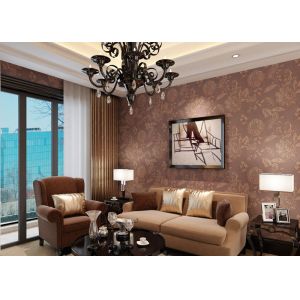 Buy cheap Brown Floral Pattern Washable Vinyl Wallpaper With Embossed Rustic Style from wholesalers