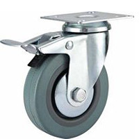 light duty 3" threaded stem grey rubber caster, 2.5 inch, 3 inch grey rubber