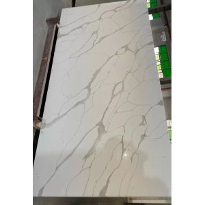 Buy cheap NSF Grey  Calacatta Quartz Stone Slab With White Background Scratch Resistant Decoration Material from wholesalers