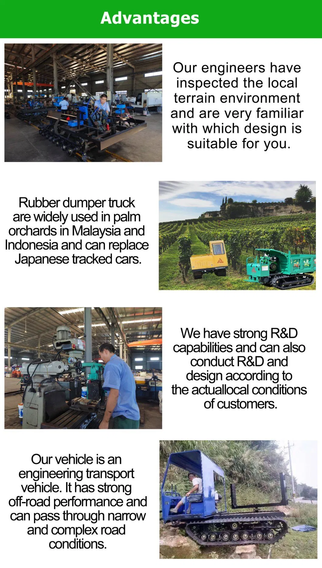 1500kgs Hydraulic Dumping Forestry Machinery Diesel Engine Powered 1-20km/H Walking Speed GF1500c Rubber Truck Loader