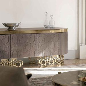 Marble 79" Buffet Table Console With Drawers And Cabinets 0.45m