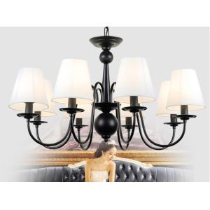 Buy cheap Wrought iron ceiling chandelier lights Black Body Color with lampshade for home lamp (WH-CI-93) from wholesalers