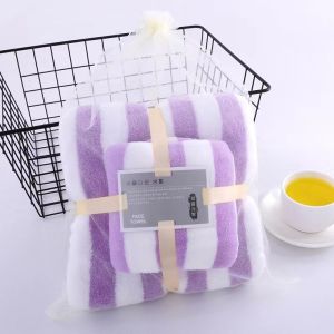 Woven Polyester Towel Bath Towel Sets Solid Color Thick Absorbent Wide Edge