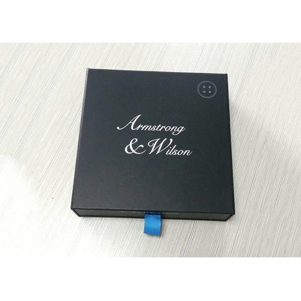 Buy cheap Ribbon Pulling Square Cardboard Paper Gift Box Black Drawer Shaped from wholesalers