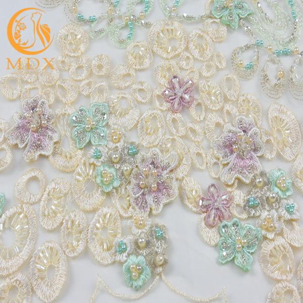 Luxury Heavy Bridal Lace Fabrics Multicolor Water Soluble For Evening Dress