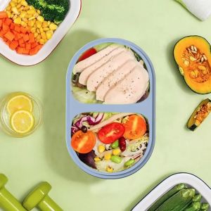 2 Compartments Collapsible Lunch Containers With Lid Lunchbox With Utensils