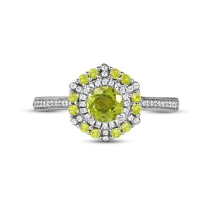 Buy cheap Green Peridot & CZ Ring 1/6 ct tw 10K White Gold In Silver from wholesalers