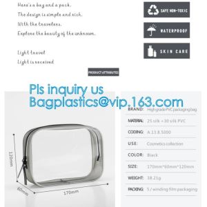 Custom personalized travel waterproof transparent clear pvc zipper toiletry bag,