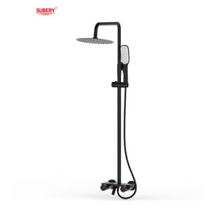 Buy cheap Matt Black Brass Bath Shower Faucets Thermostatic Temperature Adjustable from wholesalers