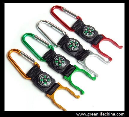 Buy cheap Muti-colors compass carabiner with lanyard keychain and metal hook holder excellent quality hooks from wholesalers
