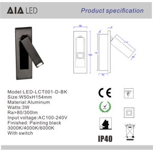 Buy cheap Rotating Recessed mounted bed sides light 3W led bed lighting reading light bed head wall lamp from wholesalers