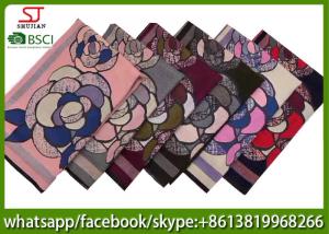 China China supplier large flower jacquard wool feel long scarf 70*180cm 35% wool 65%Acrylic neckerchief top fachion pashmina on sale