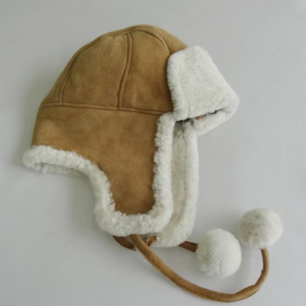 Quality Manufacturer customized shearling sheepskin trapper fun winter hat for sale