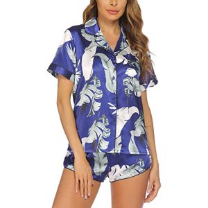Buy cheap Button Down Silk 2 Pieces Womens Loungewear Set Women Pajama Set from wholesalers