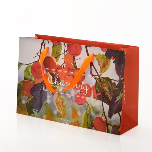 Buy cheap Reusable Paper Carrier Bags Custom Logo Printed With Ribbon Handle from wholesalers