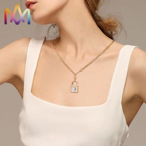 Buy cheap Unisex 50cm Chain Brass SS Initial Lock Necklace from wholesalers