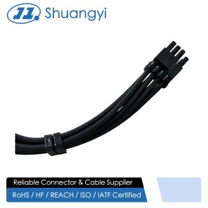 Buy cheap 8 Pin PCIe power connector cable, sleeved PSU extension wire harness, electrical signal terminals customization for server GPU transmission male to female power connector applications product