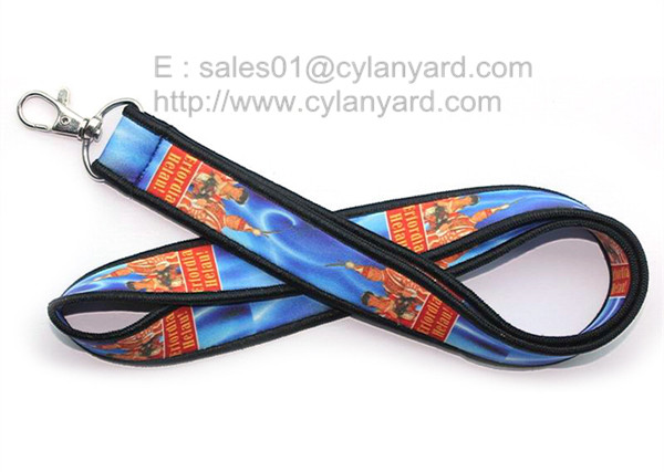 Quality Dye sublimation neoprene neck strap with overlock edge for sale