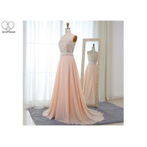 Buy cheap Sweep Train A Line Ball Gown , Beaded Chiffon Blush Pink Prom Dress Sleeveless from wholesalers