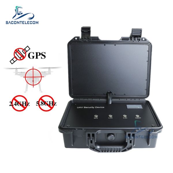 3 Bands Portable Drone Signal Jammer WiFi GPS 65w Suitcase UAV Drone Signal