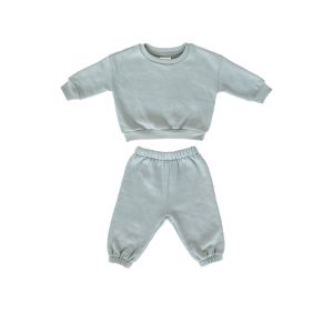Custom Fleeced Cotton Crew Neck Pullover Sweatsuit 2PCS For Mommy And Me