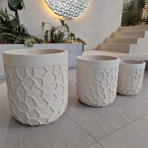 Buy cheap Round Fiber Cement Pot D380*H410 D290*H350 7-8 Years Life Time Texture Surface from wholesalers