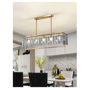 Luxury home decor lamp living room chandelier rectangle modern led crystal