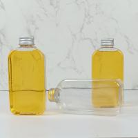 Buy cheap PET 400ml Flat Plastic Bottles With Caps Clear Plastic Jars Juice Milk product