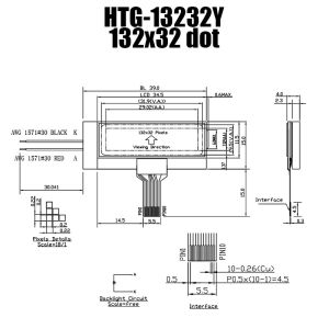 Industrial 132x32 COG LCD Module ST7567R Positive Transflective HTG13232Y
