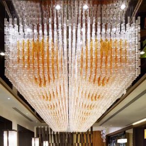 Custom engineering lamp banquet hall rectangular crystal lamp chandel Sales