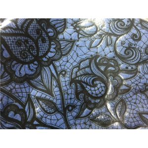 Buy cheap Blue Tpu Leather Bonded With Printed Black Flowers Customized Width from wholesalers