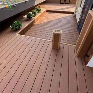 Co-Extrusion Double Color Wpc Decking Waterproof Outdoor Teak Composite Decking