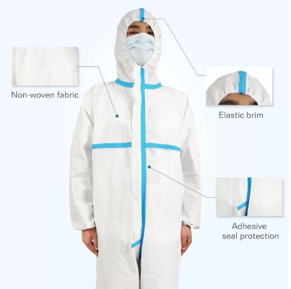 PP PE SMS Disposable Coverall Suit Excellent Liquid Penetration Resistance