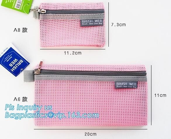 Quality promotional zipper bag mesh file bags organizer, eco-friendly PVC A4 mesh material case file document bag, Nylon mesh do for sale