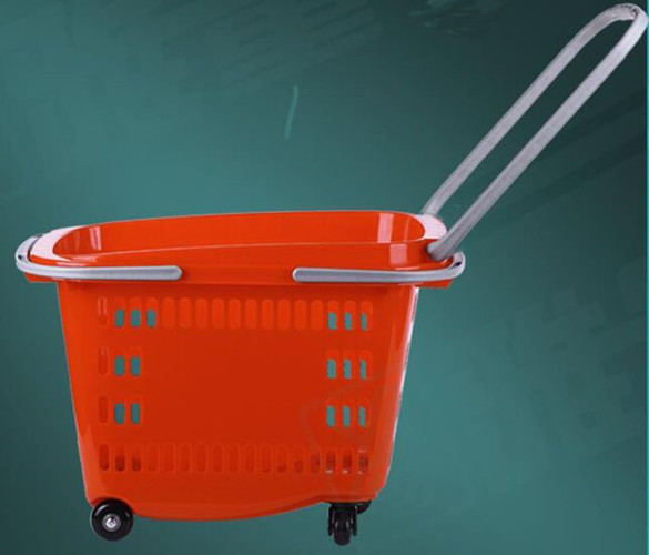 Buy cheap Portable Rolling Shopping Baskets With Handles , Wear Resistance Basket With Wheels For Grocery from wholesalers
