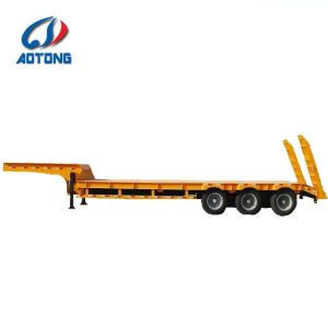 Buy cheap Semi-Trailer 3 Axle Lowboy for Heavy Duty Transporting Excavator Crane Road Roller 55Tons from wholesalers